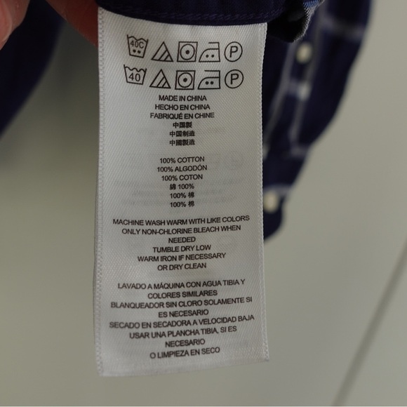 Michael Kors Sz XL Tailored Classic Fit Plaid LS Button Down Dress Shirt Navy - Picture 11 of 11